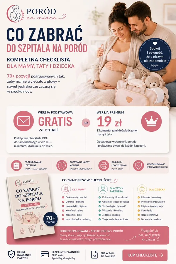 Checklista co zabrać do szpitala — okładka PDF